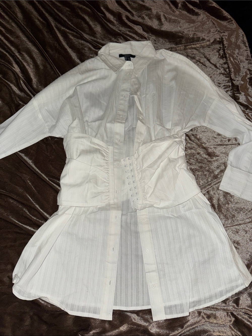 Forever 21 🏙️🌠White Button-Front Mini Dress with Corset Waist